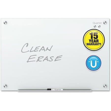 Quartet Glass Marker Board, Infinity, Frameless, 24"x18", White QRTG2418W